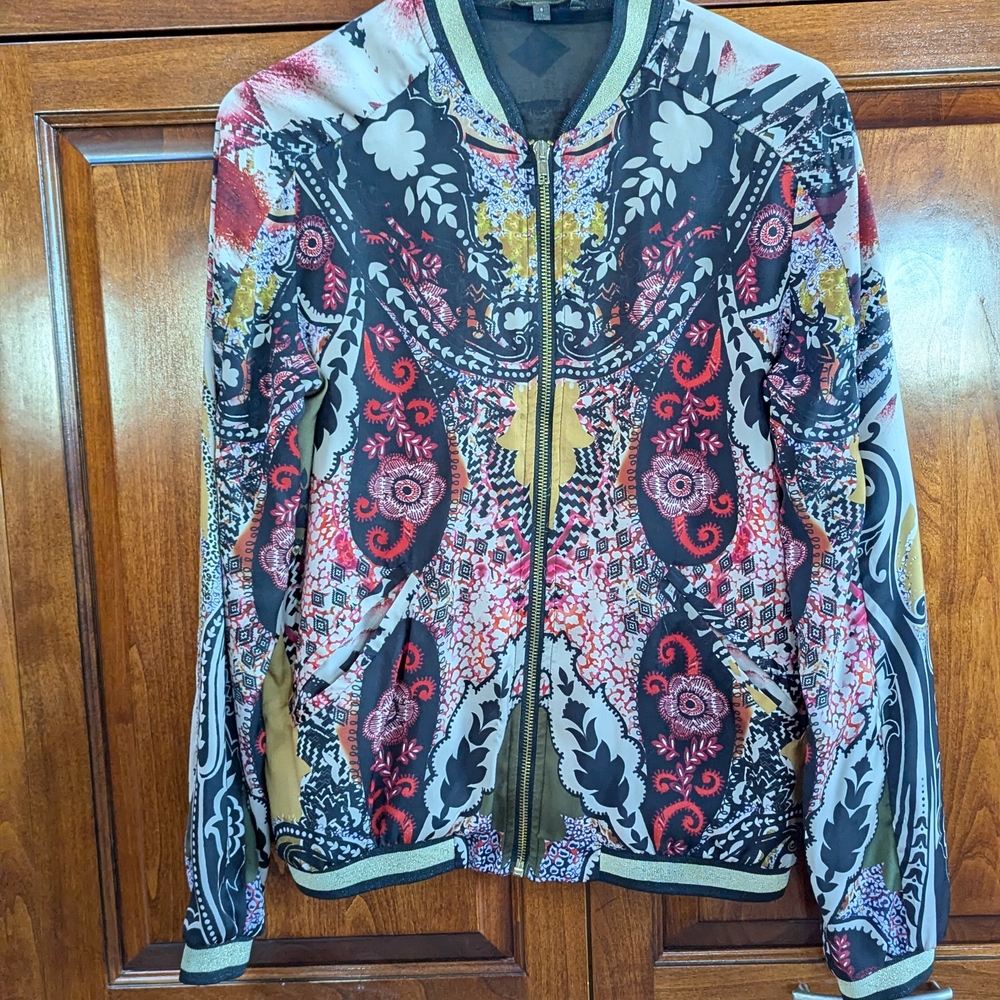 Next Women's Bomber Jacket with Red and Black Pattern